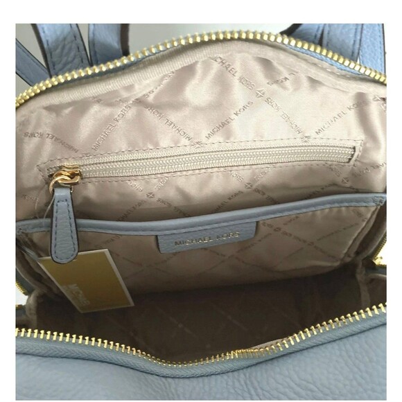New Michael Kors Erin Medium Backpack Pebble Leather Pale Blue Studs - Picture 5 of 5
